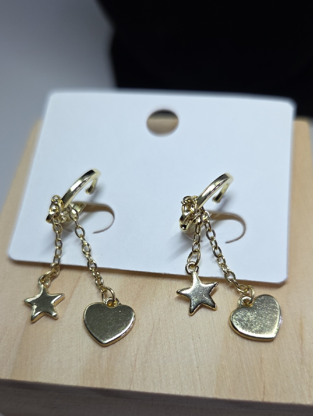 Gold Heart & Star Dangle Earrings